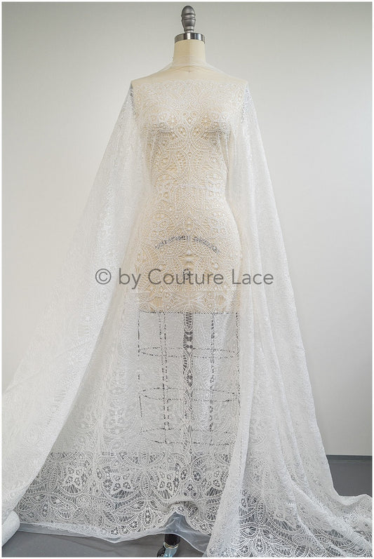 Encaje nupcial boho blanco roto / Encaje de novia moderno / Encaje boho suave / L20-116E