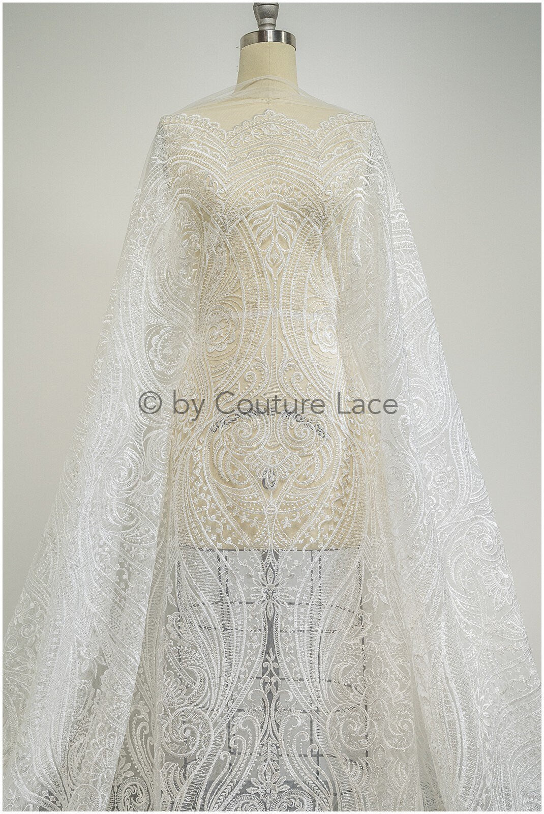 Braut Spitzenstoff Off-White/ orientalischer Braut Spitzenstoff/ weicher Boho Spitzenstoff/ Hochzeitskleid Spitze// L20-341