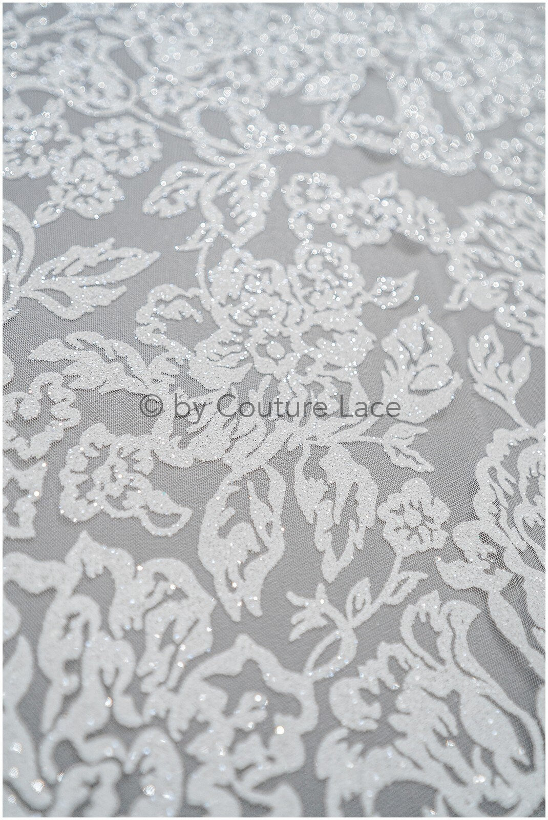 Floral glitter tulle fabric/ glitter fabric/ glitter net with floral pattern/ shiny glitter tulle fabric// R-033
