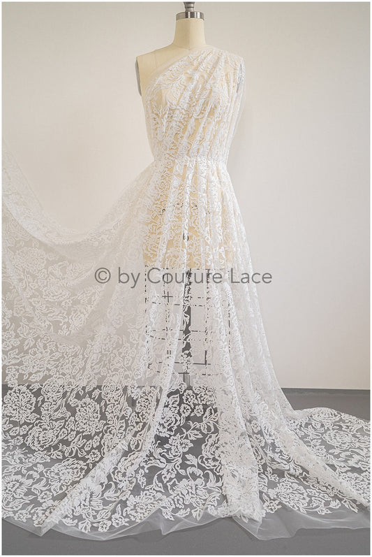 Floraler Glitzer Tüll Stoff/ Glitzerstoff/ Glitzernetz mit Blumenmuster/ glänzender Glitzer Tüll Stoff// R-033