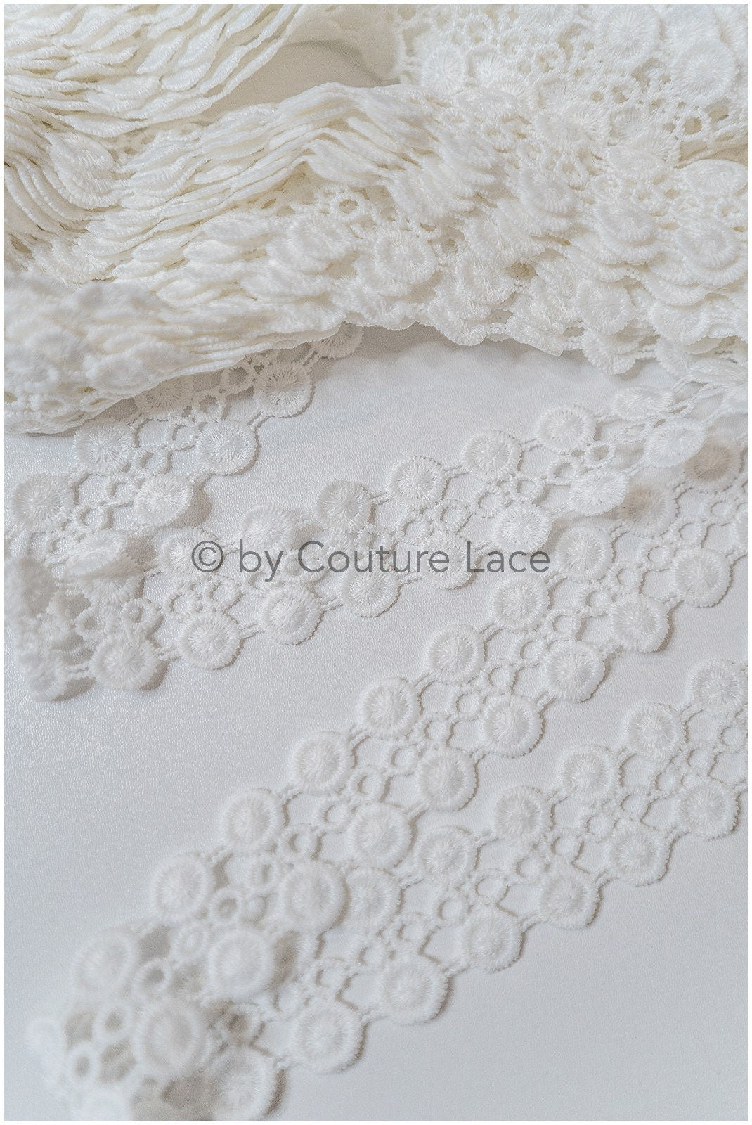 5yds Crochet Lace Trim for Boho Wedding Dresses/ Lace Trim Off-White/ Bridal Dress Trim// T20-116