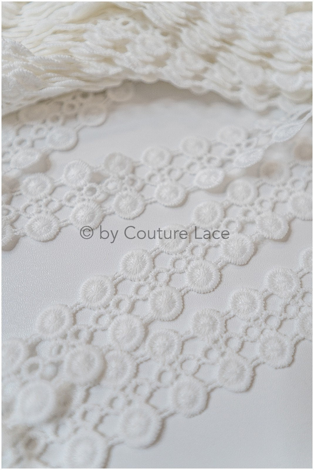 5yds Crochet Lace Trim for Boho Wedding Dresses/ Lace Trim Off-White/ Bridal Dress Trim// T20-116