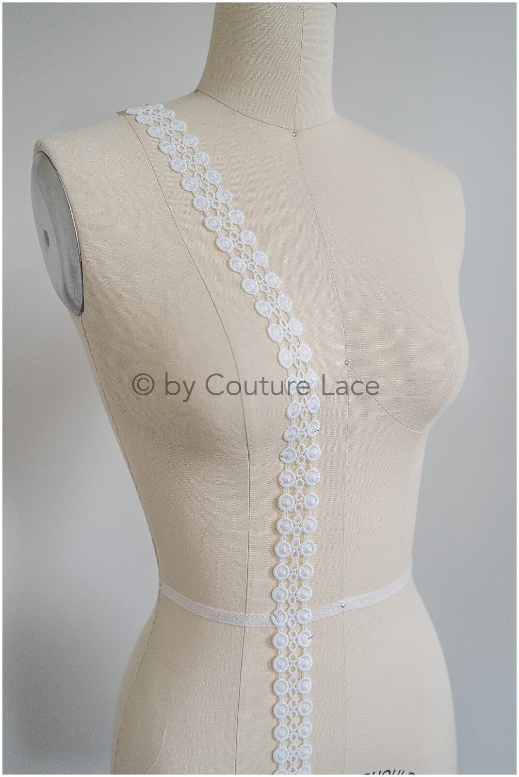 5yds Crochet Lace Trim for Boho Wedding Dresses/ Lace Trim Off-White/ Bridal Dress Trim// T20-116