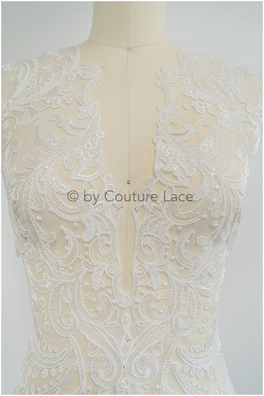 Romantischer Brautaufnäher, verschnörkelte Spitzenapplikation, Brautspitze Aufnäher, Spitzenapplikation, Hochzeitskleid Spitzenapplikation, Brautblumen Aufnäher// A20-233