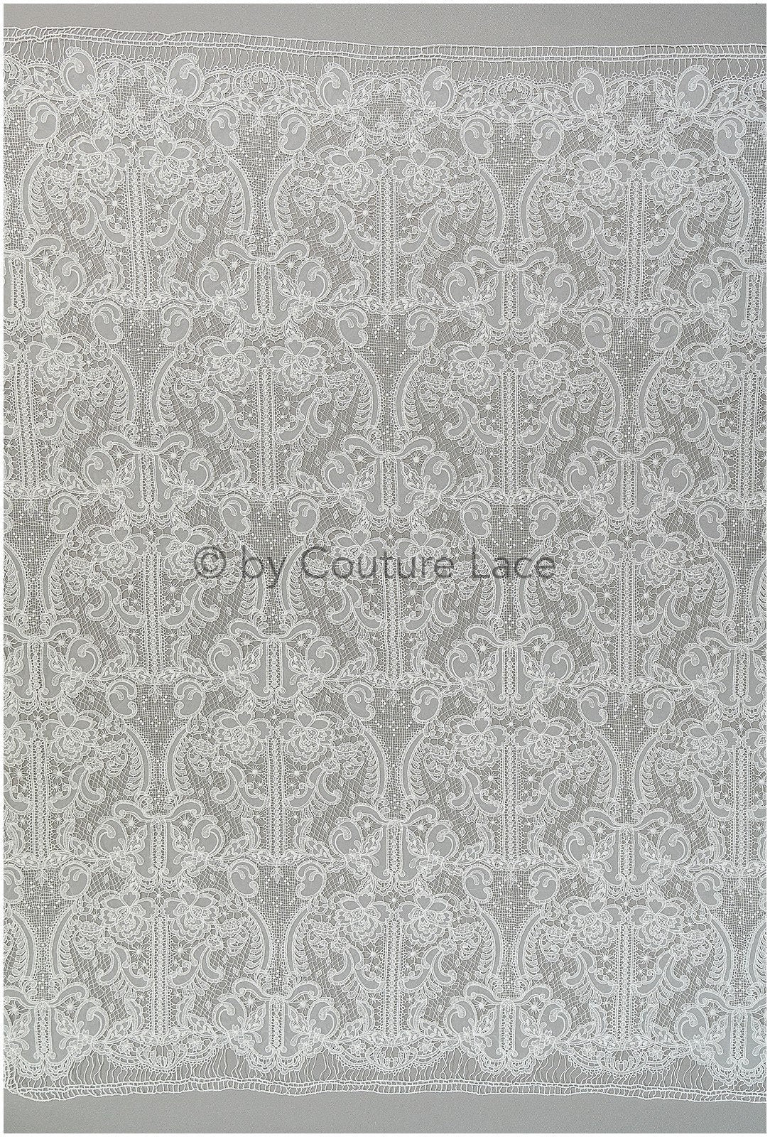 Luxus Häkelspitze mit Perlen/ Off-White Boho Hochzeit Spitzenstoff/ romantische Spitze mit Perlen/ Chiffon Spitze// L20-362