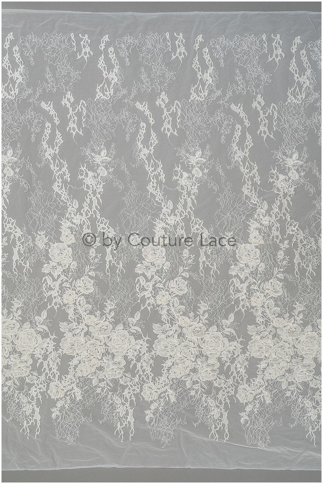 Rosenblüten Spitzenstoff Off-White/ Blumen Spitzenstoff/ Braut Spitzenstoff/ Spitzenstoff// L20-363