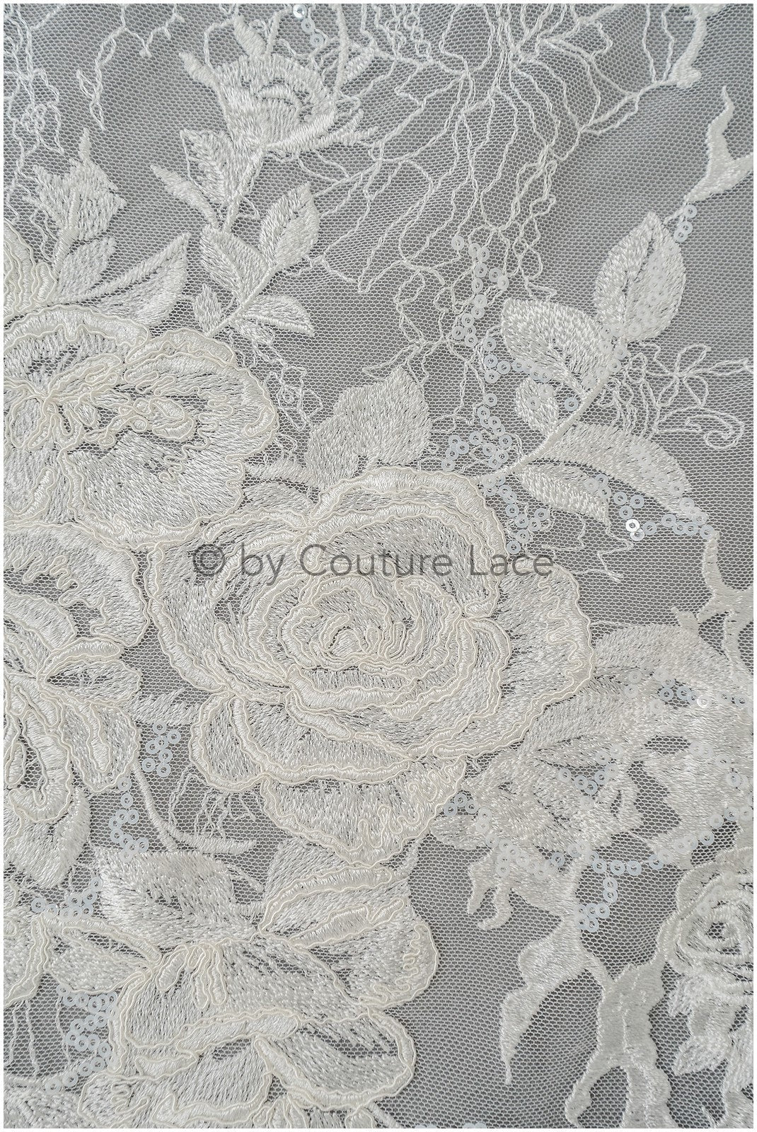 Rosenblüten Spitzenstoff Off-White/ Blumen Spitzenstoff/ Braut Spitzenstoff/ Spitzenstoff// L20-363