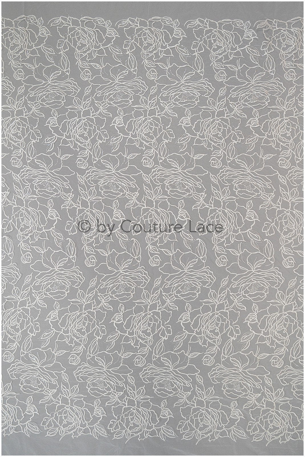 Blumen Spitzenstoff Off-White/ Blumen Spitzenstoff/ Braut Spitzenstoff/ Spitzenstoff mit Blumen// L20-359