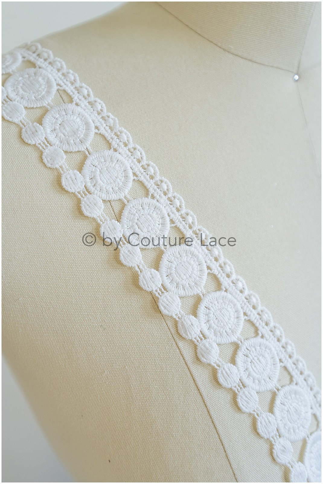 3yds Boho Lace Trim Off-White/ Bridal Lace Trim/ Polkadot Lace/ Bridal Lace// T20-104