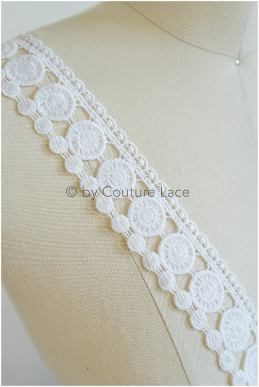 3yds Boho Lace Trim Off-White/ Bridal Lace Trim/ Polkadot Lace/ Bridal Lace// T20-104