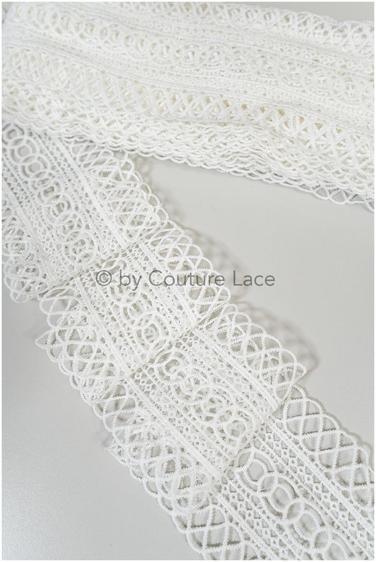 Garniture en dentelle blanc cassé Boho/ Garniture en dentelle Guipure/ Garniture en dentelle Boho nuptiale// T20-105