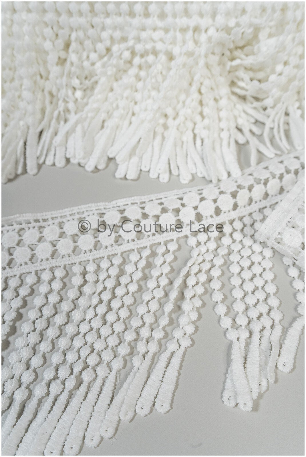 Boho fringe lace trim off-white/ Bridal boho lace/ Guipure lace trim// T20-106