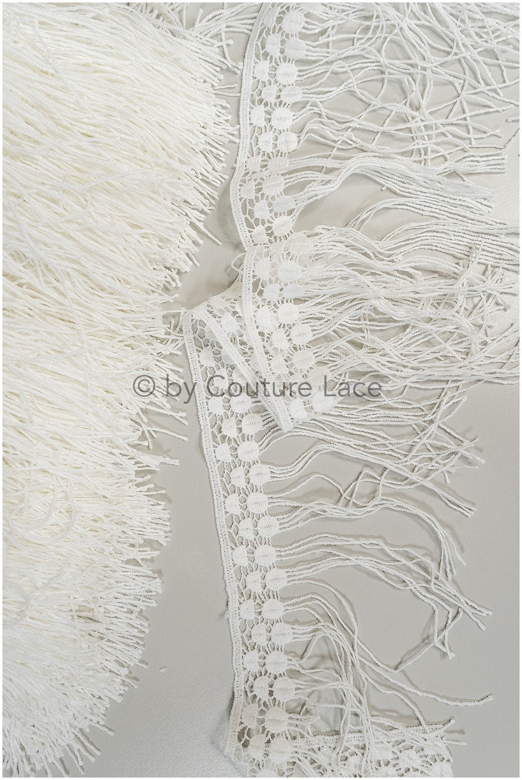 Boho fringe lace trim off-white/ Boho lace trim/ Bridal lace trim/ Boho dress lace trim// T20-108