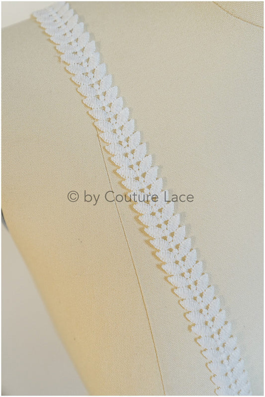 Garniture en dentelle au crochet à motif de feuilles de 2 mètres/dentelle argentée blanc cassé/garniture en dentelle guipure florale/garniture nuptiale//T20-110