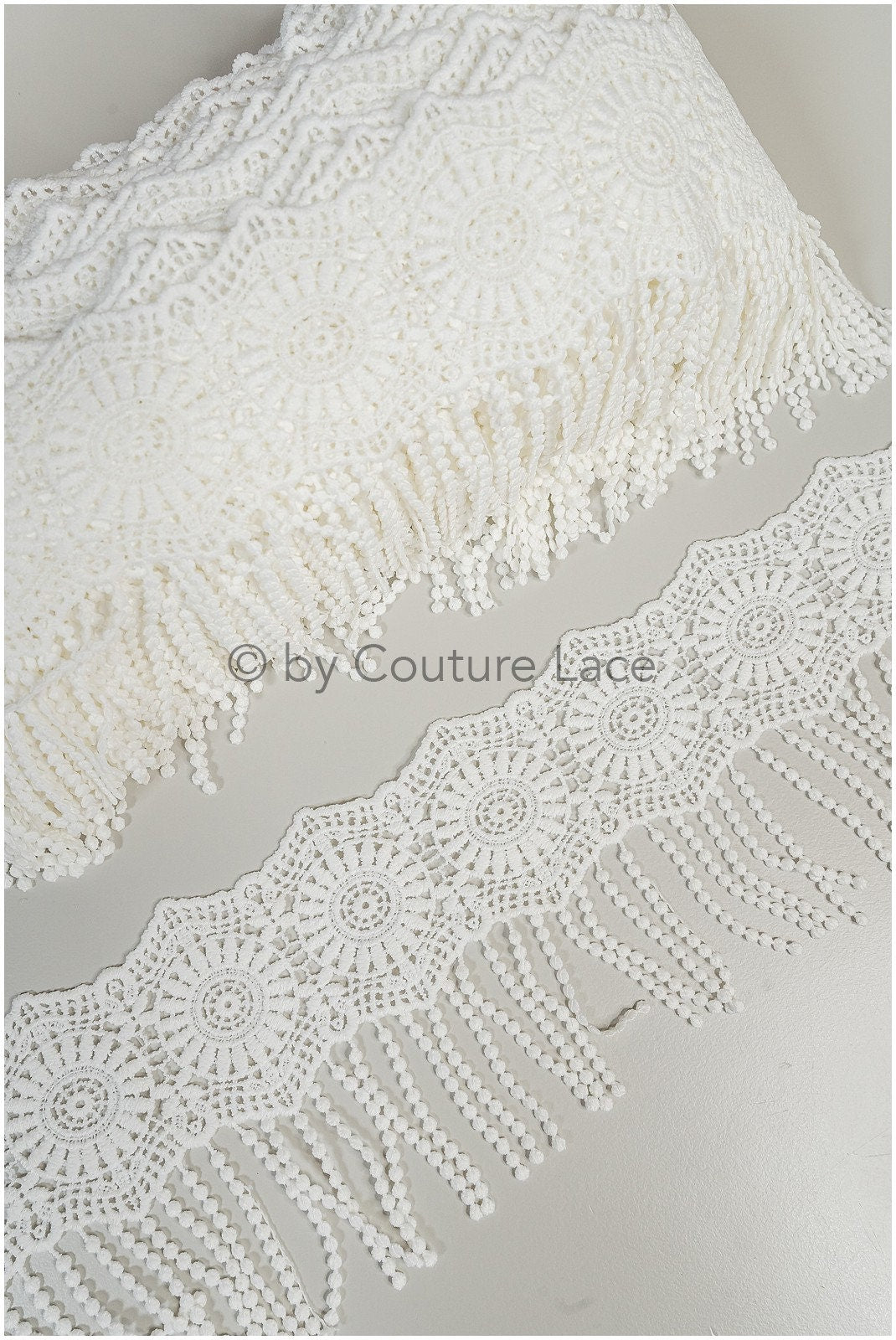 Boho fringe lace trim off-white/ Boho lace/ Guipure lace trim/ Boho dress bridal lace// T20-111