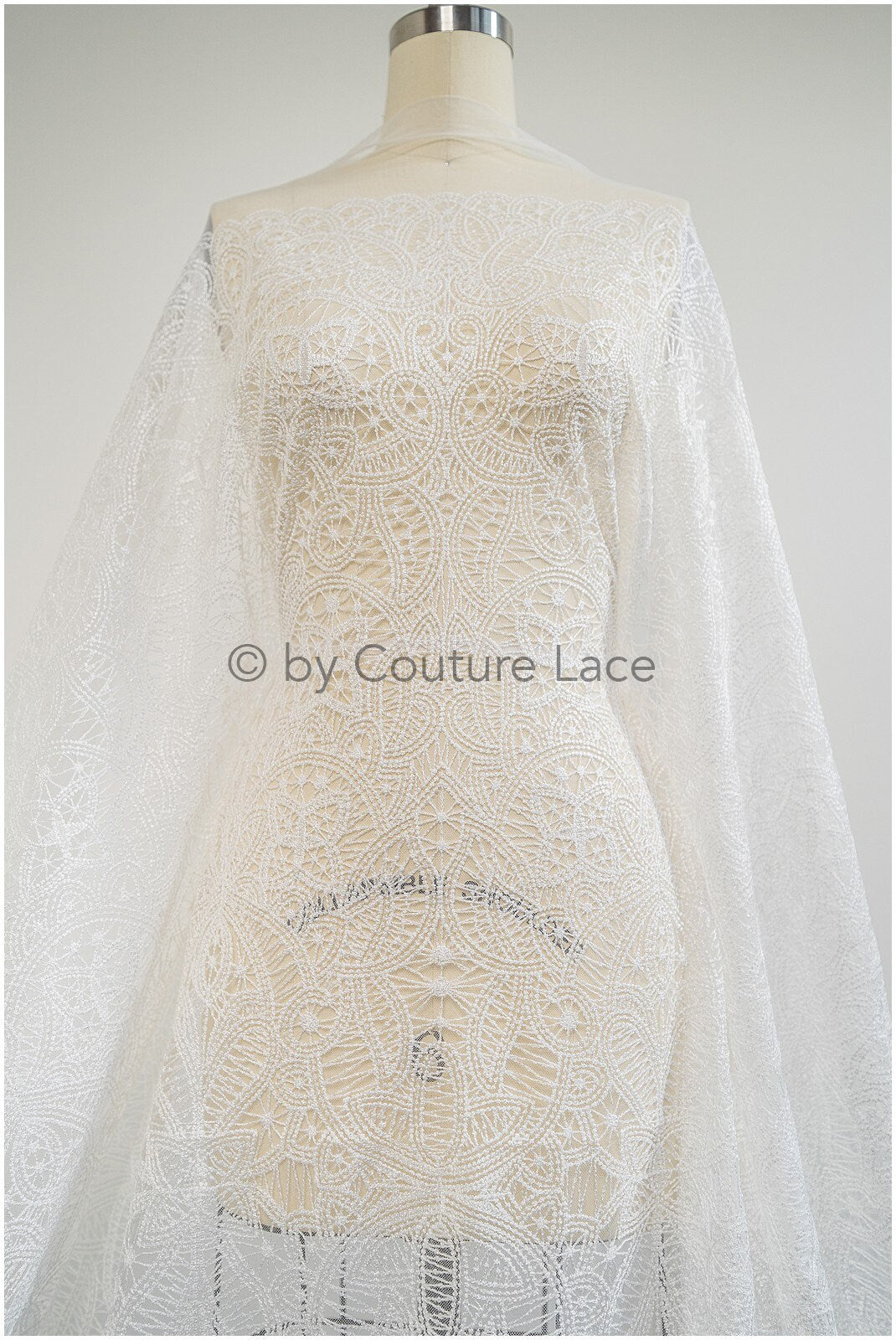 Boho bridal lace fabric off-white/ modern bridal lace fabric/ soft boho lace fabric// L20-116E