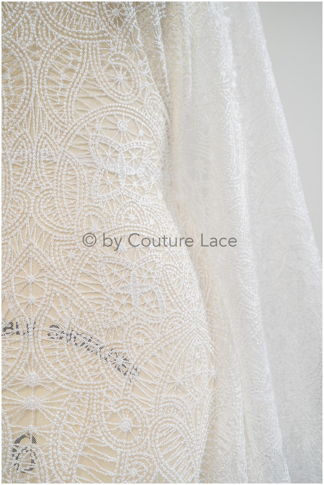 Boho bridal lace fabric off-white/ modern bridal lace fabric/ soft boho lace fabric// L20-116E