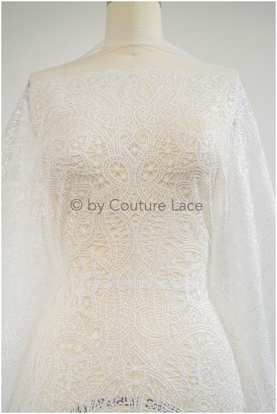 Boho bridal lace fabric off-white/ modern bridal lace fabric/ soft boho lace fabric// L20-116E