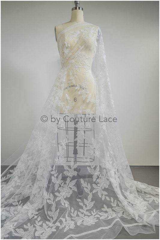 1.3yds Romantische Braut Spitze Off-White/ Blattdesign Spitzenstoff/ Couture Spitze/ florale Blattspitze// L20-336-REST