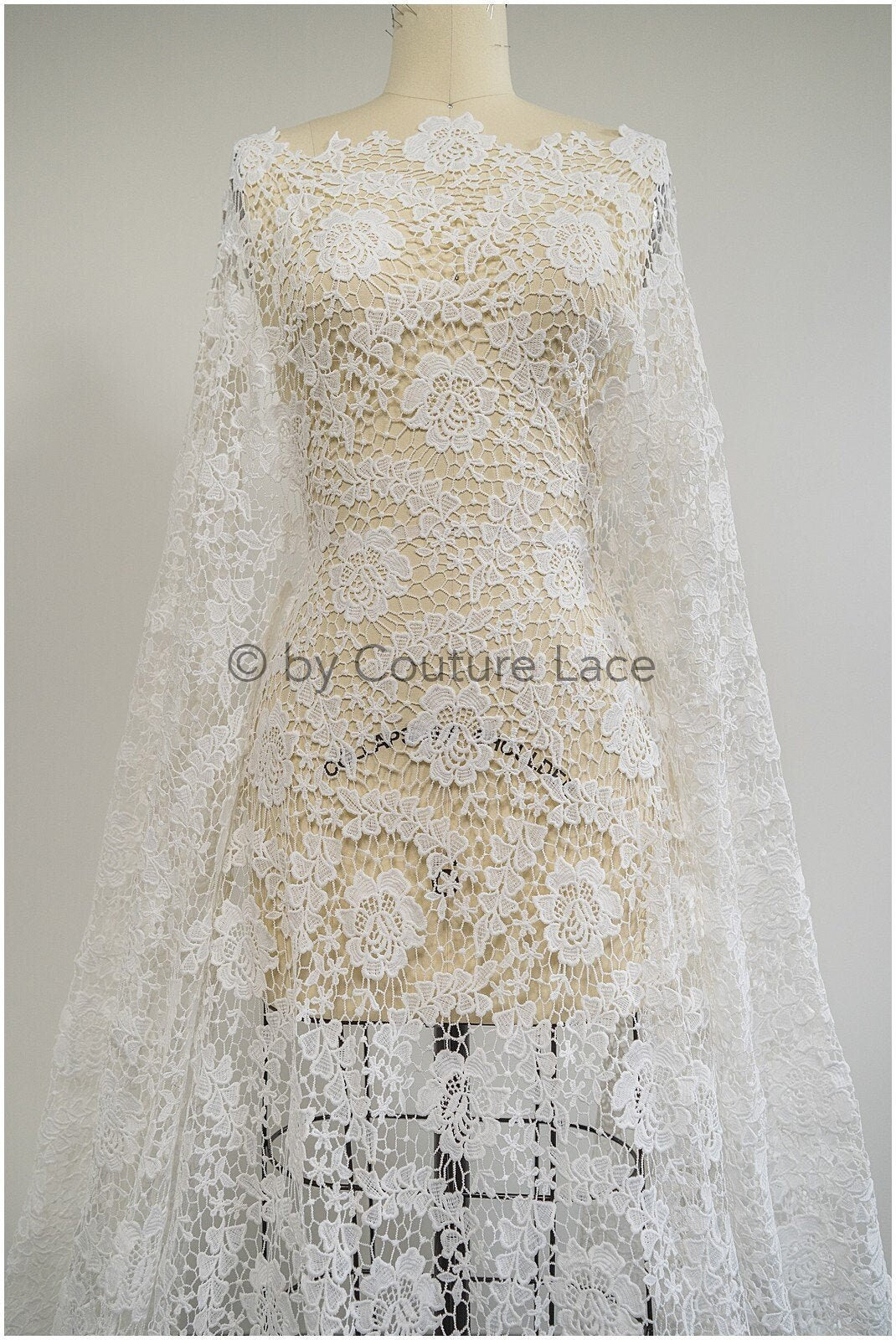 Häkelspitze Stoff, Boho Spitzenstoff, Guipure Boho Brautspitze, Boho Hochzeitskleid Stoffe, Galia Lahav Spitzenstoff, Makramee Spitze// L20-090N