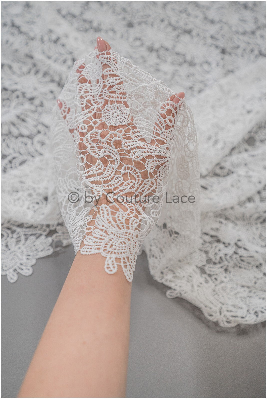 Crochet lace fabric for wedding dresses, boho macrame lace fabric for wedding dress// L20-383