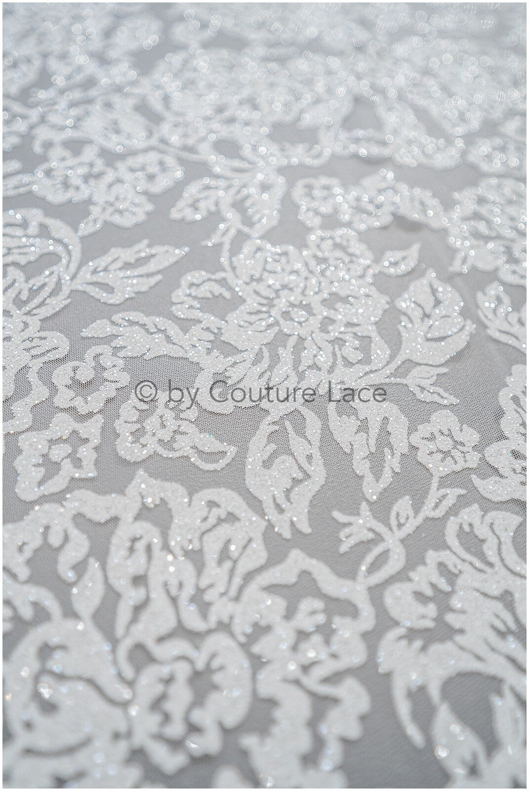 Floral glitter tulle fabric/ glitter fabric/ glitter net with floral pattern/ shiny glitter tulle fabric// R-033