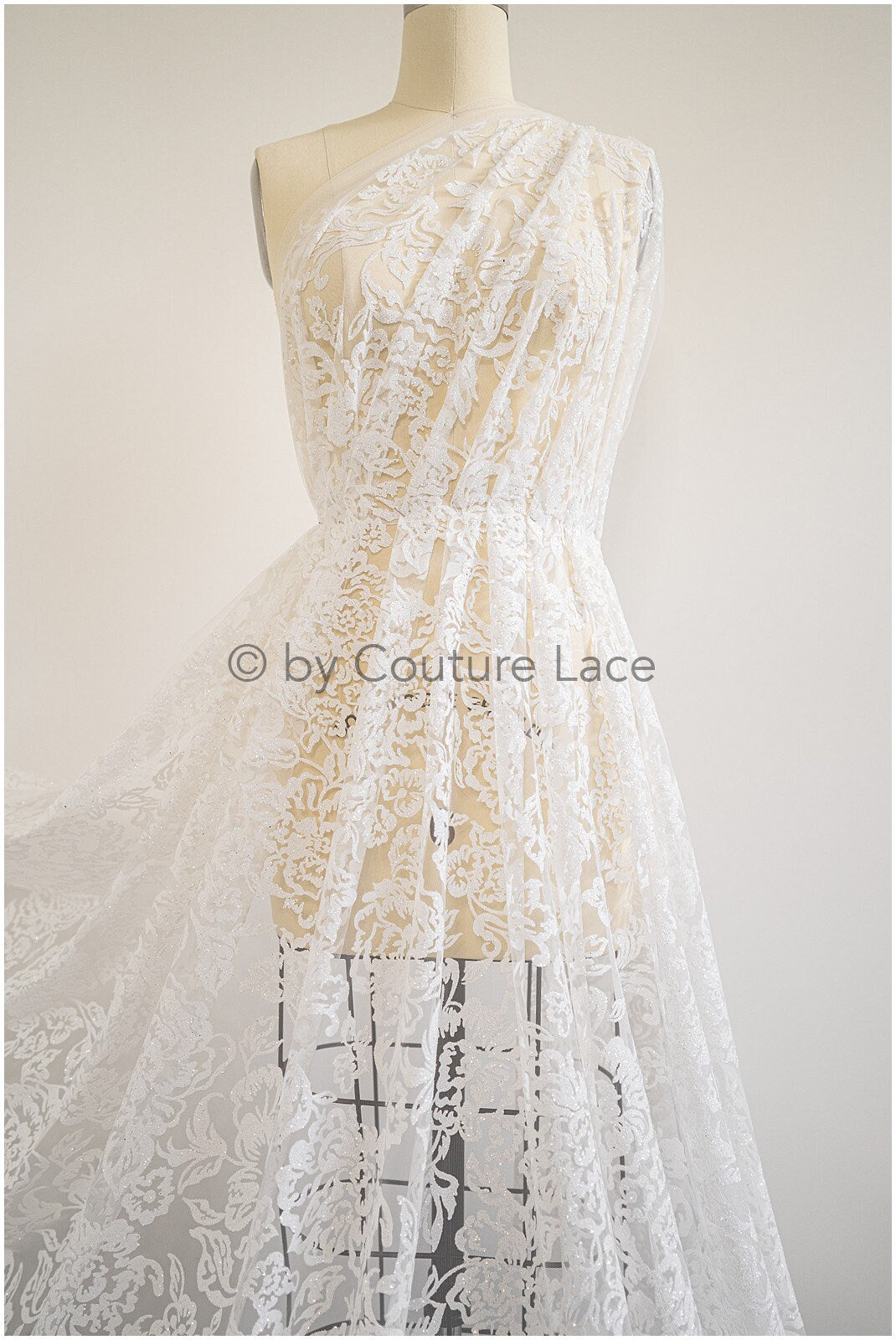 Floral glitter tulle fabric/ glitter fabric/ glitter net with floral pattern/ shiny glitter tulle fabric// R-033