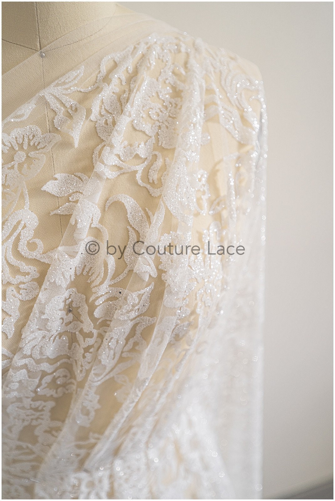 Floral glitter tulle fabric/ glitter fabric/ glitter net with floral pattern/ shiny glitter tulle fabric// R-033