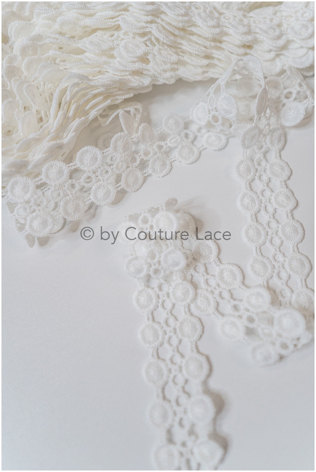 5yds Crochet Lace Trim for Boho Wedding Dresses/ Lace Trim Off-White/ Bridal Dress Trim// T20-116
