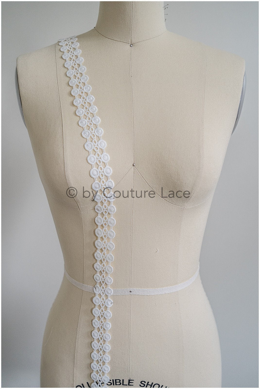 5yds Crochet Lace Trim for Boho Wedding Dresses/ Lace Trim Off-White/ Bridal Dress Trim// T20-116
