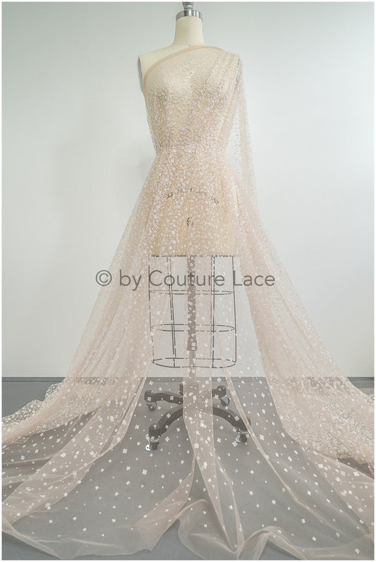 Farbverlauf Glitzer Netzstoff/ Nude Hautton Diamond Glitzer Tüll/ Hochzeitskleid Tüll Stoff/ Braut Glitzer Stoff// R-009ND