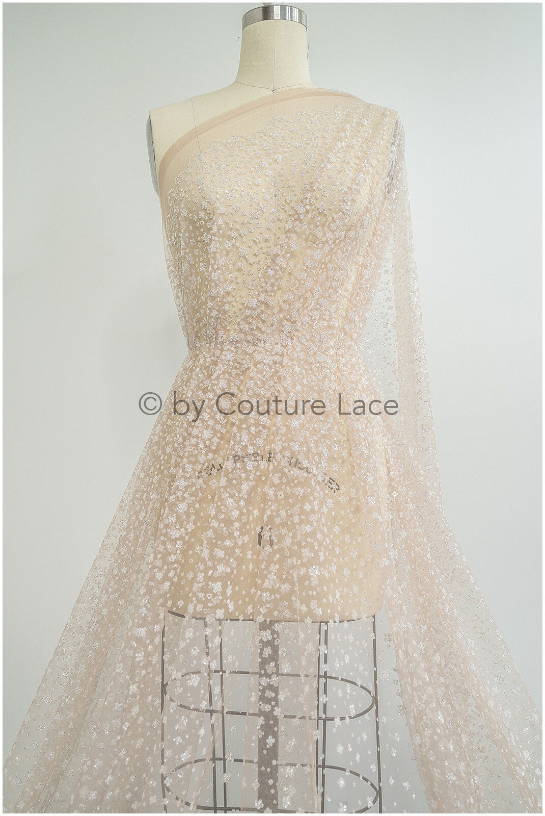 Farbverlauf Glitzer Netzstoff/ Nude Hautton Diamond Glitzer Tüll/ Hochzeitskleid Tüll Stoff/ Braut Glitzer Stoff// R-009ND