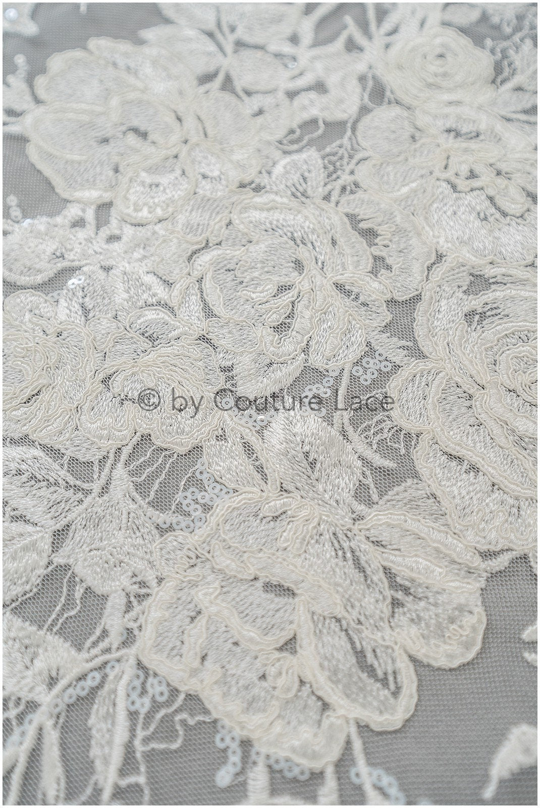 Rosenblüten Spitzenstoff Off-White/ Blumen Spitzenstoff/ Braut Spitzenstoff/ Spitzenstoff// L20-363