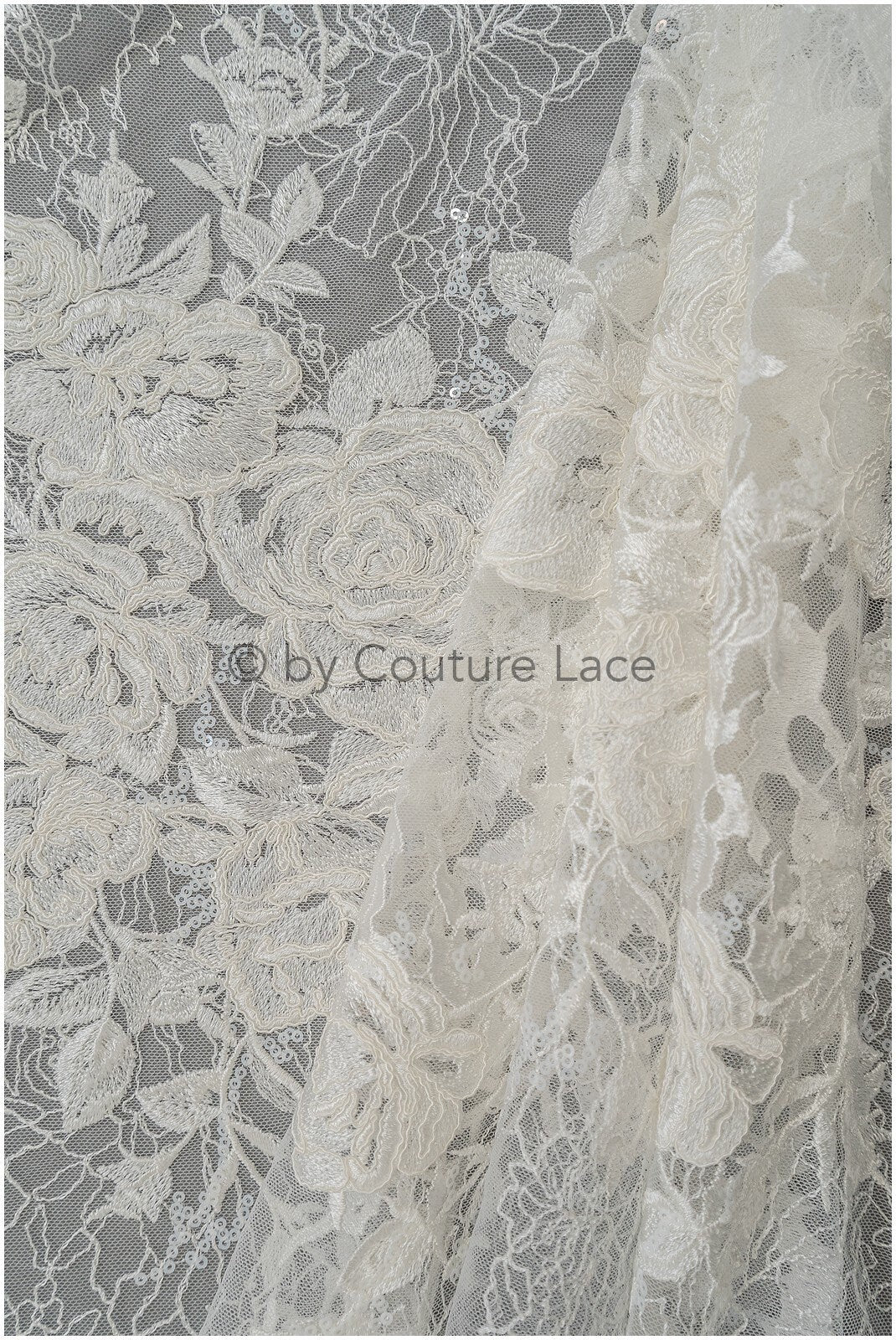 Rosenblüten Spitzenstoff Off-White/ Blumen Spitzenstoff/ Braut Spitzenstoff/ Spitzenstoff// L20-363