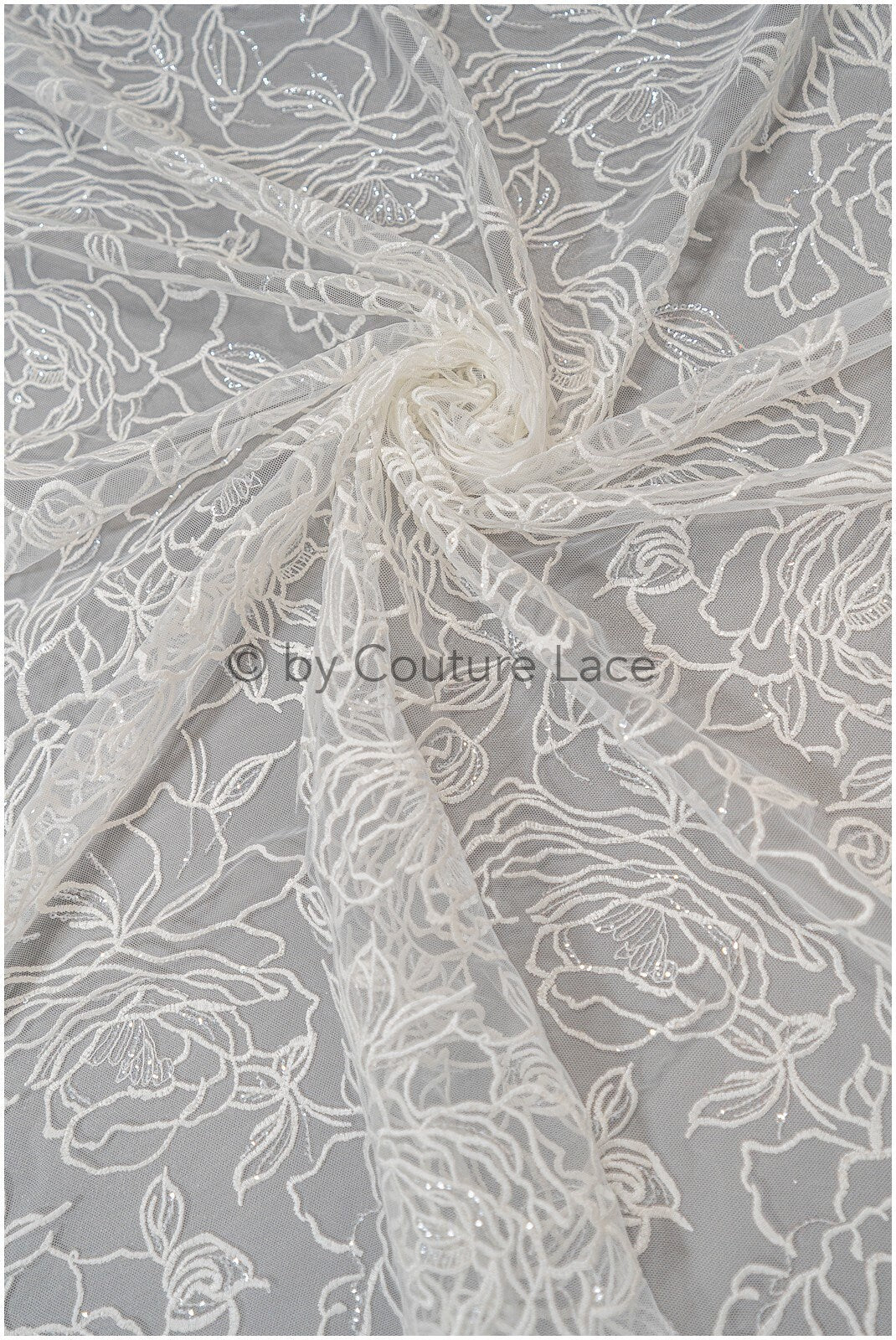Blumen Spitzenstoff Off-White/ Blumen Spitzenstoff/ Braut Spitzenstoff/ Spitzenstoff mit Blumen// L20-359