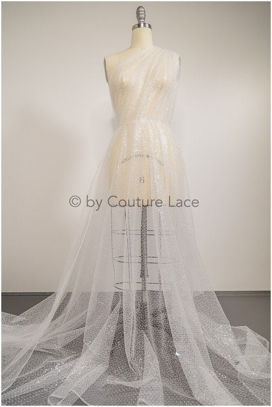 Encaje con lentejuelas color off-white / encaje con lentejuelas muy suave para vestidos de novia / encaje nupcial con lentejuelas // L20-331