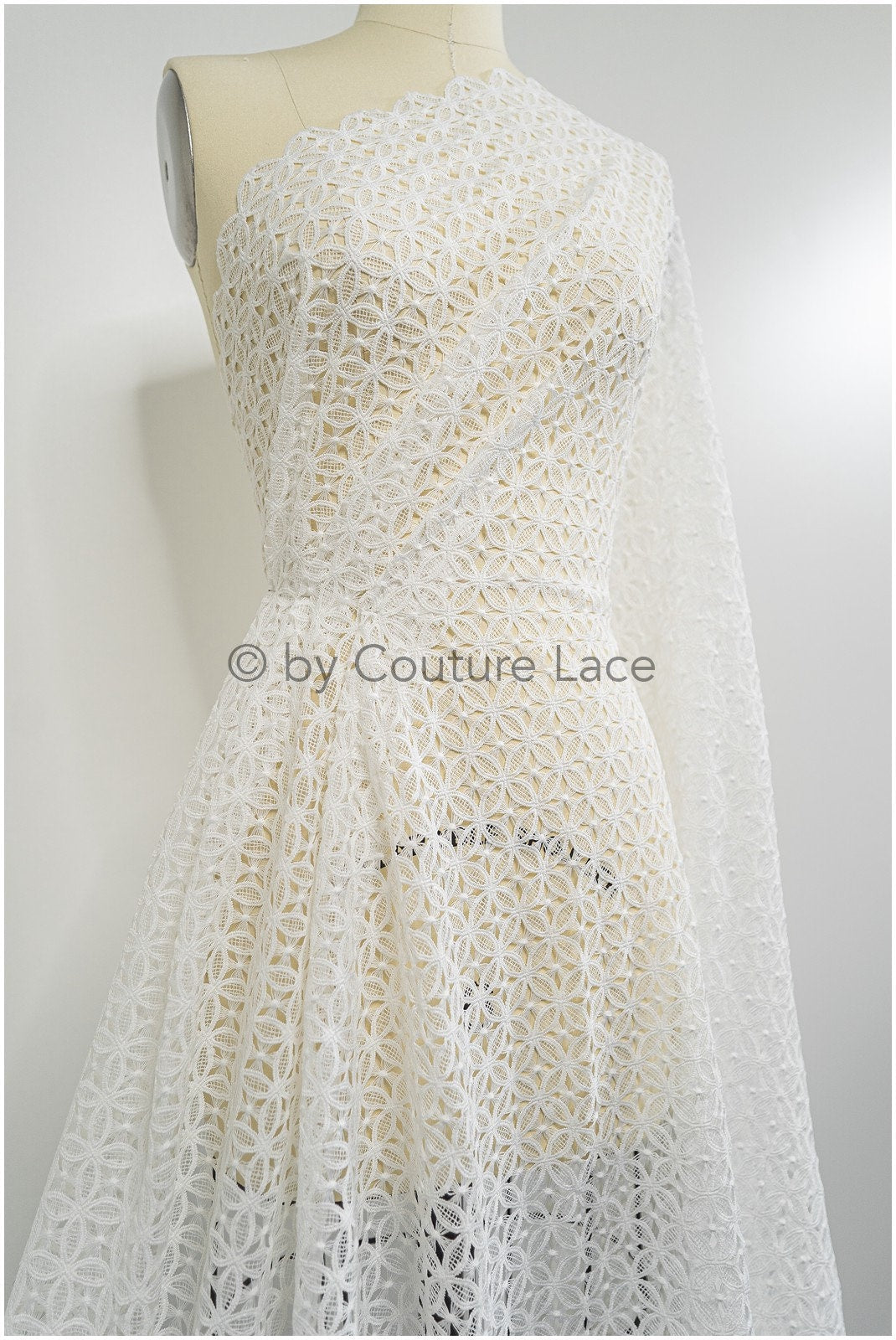 Geometrische Spitze, Gehäkelte Spitze, Boho Spitzenstoff, weiche französische Spitze, Makramee Spitzenstoff, Braut Spitzenstoff// L20-388