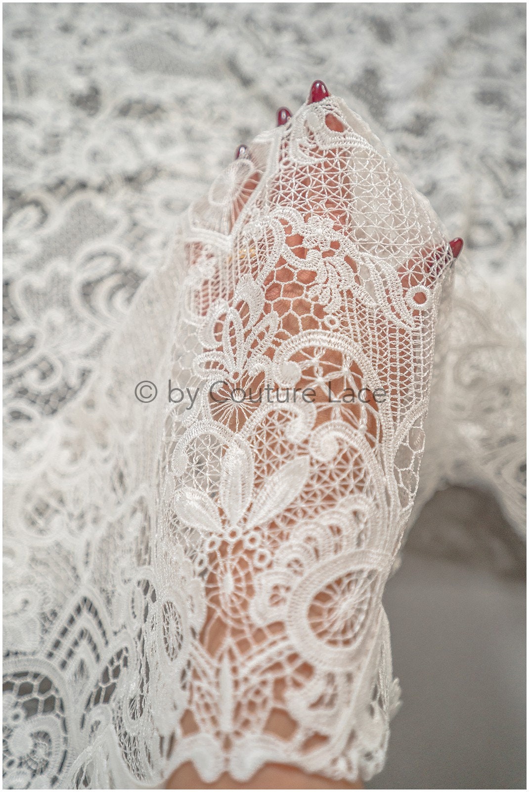 Guipure Spitzenstoff Off-White/ Brautkleid Stoff/ Stickerei Häkelspitze/ Boho Spitzenstoff/ Boho Brautspitze// L17-058