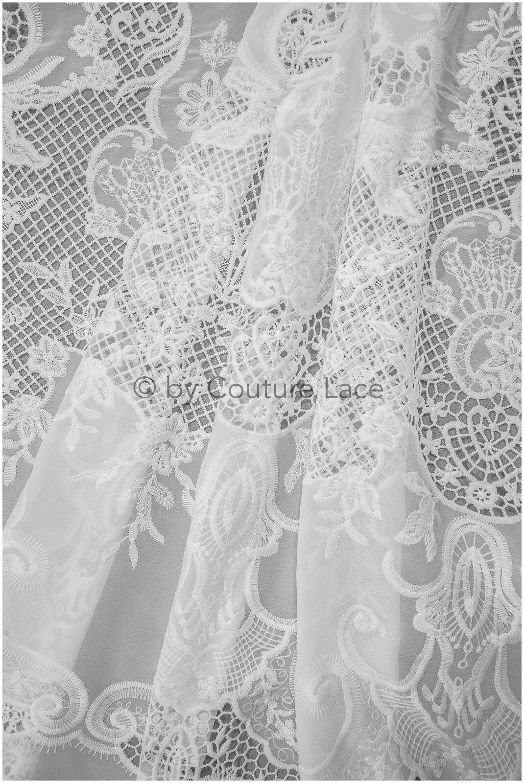 Crochet lace fabric, boho lace fabric, guipure boho bridal lace, chiffon lace fabric, vintage bridal lace, macrame lace// L20-392