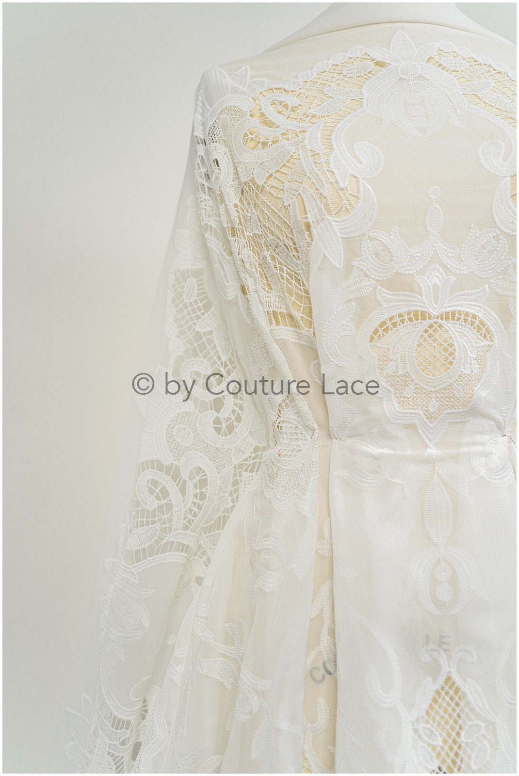 Crochet lace fabric, Boho lace fabric, Guipure Boho bridal lace, Chiffon lace fabric, Vintage bridal lace, Macrame lace