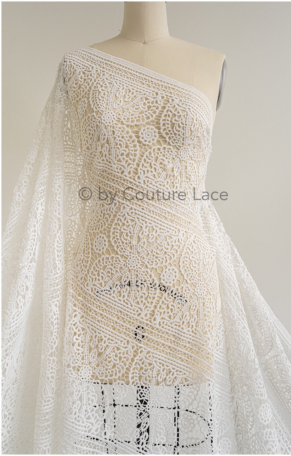 Häkelspitze Stoff Off-White/ Boho Muster Brautspitze/ Guipure Brautkleid Spitze// L19-291