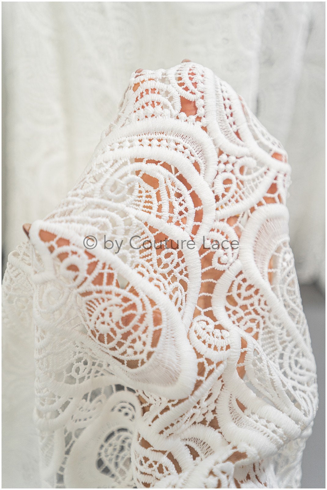 Guipure Spitze, Häkelspitze Stoff, Boho Spitzenstoff, weich gestrickter Spitzenstoff, Makramee Spitzenstoff// L20-387