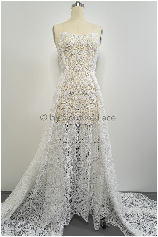 Guipure Spitze, Häkelspitze Stoff, Boho Spitzenstoff, weich gestrickter Spitzenstoff, Makramee Spitzenstoff// L20-387