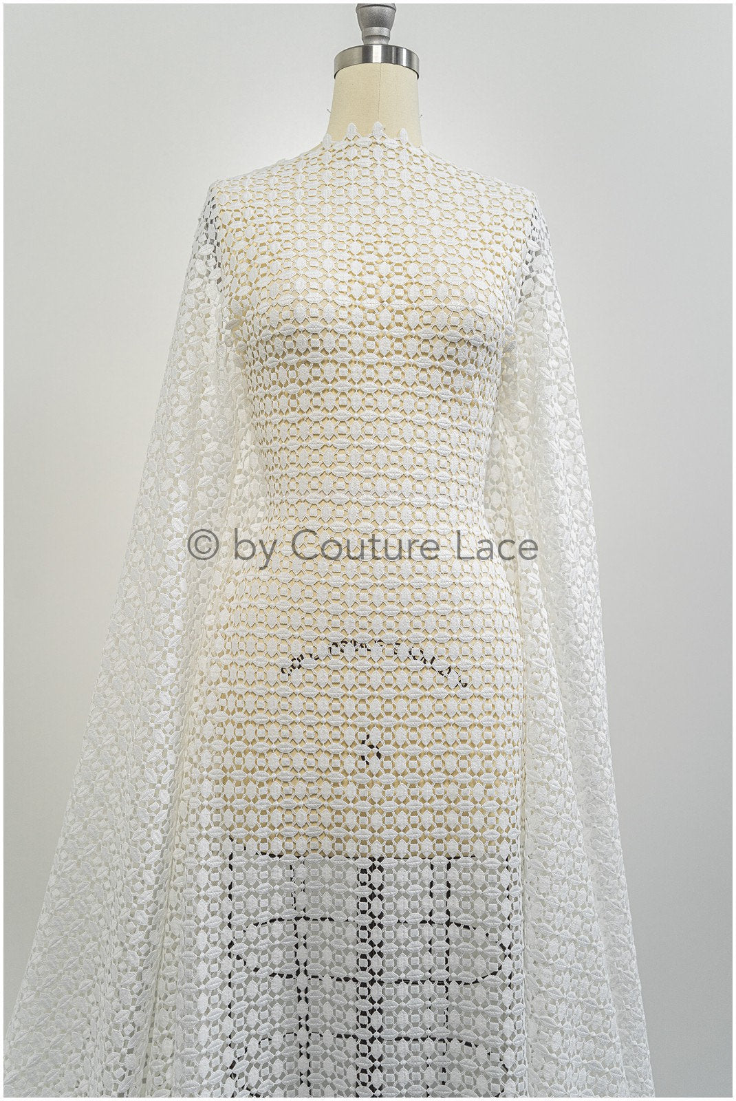 Crochet lace off-white/ Boho bridal lace fabric/ soft French lace/ Macrame lace fabric/ Bridal lace fabric// L20-386