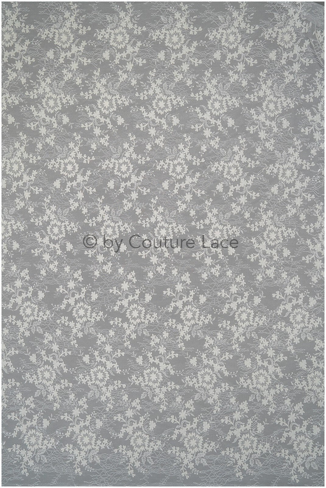 French 3D lace fabric off-white/ couture lace fabric with 3D flowers/ delicate bridal lace fabric/ bridal lace// L20-371