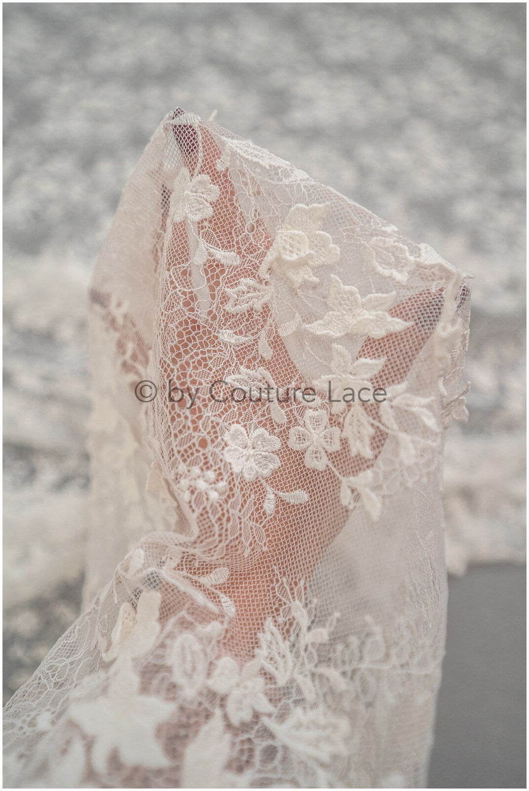 French 3D lace fabric off-white/ couture lace fabric with 3D flowers/ delicate bridal lace fabric/ bridal lace with flowers// L20-375
