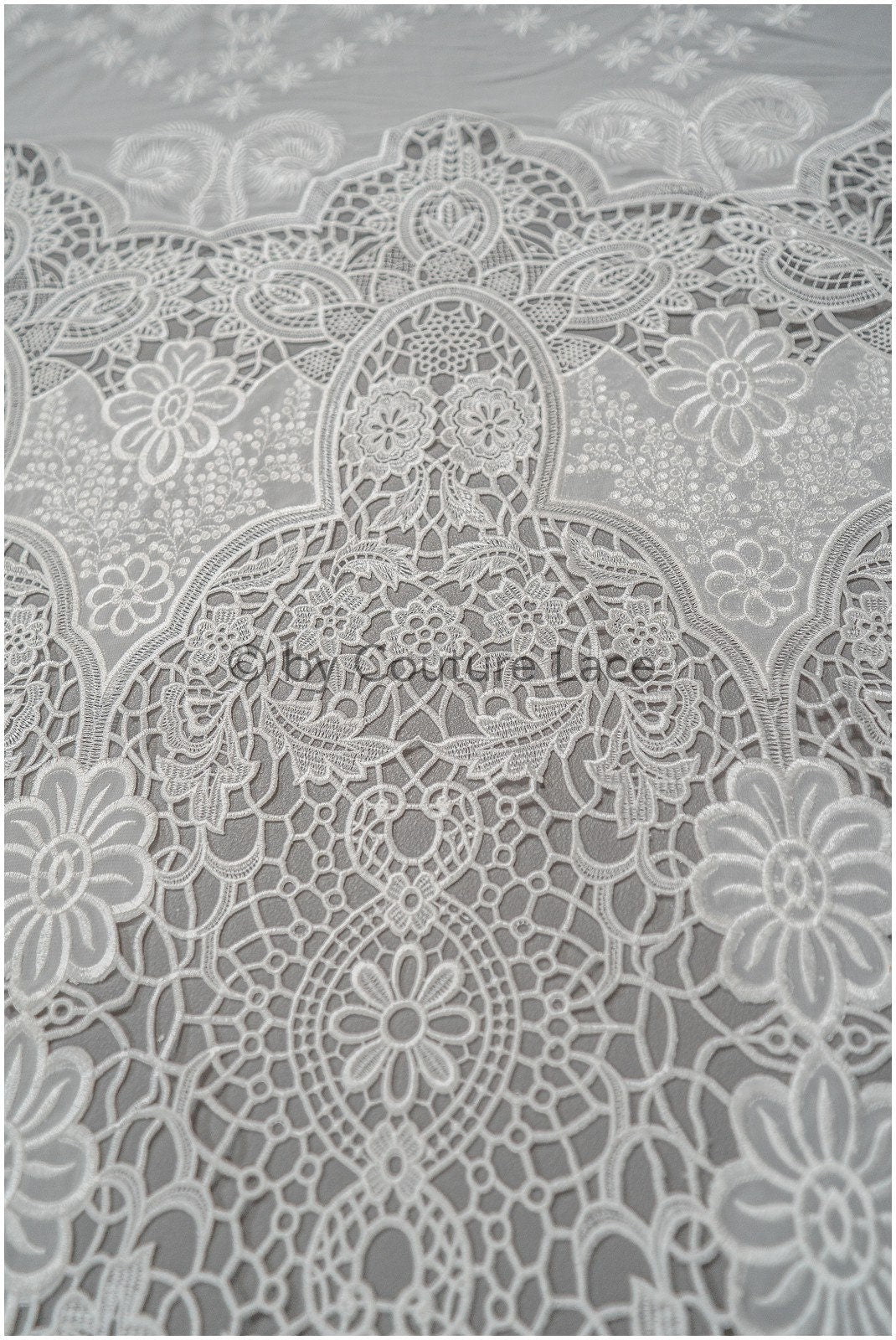 Braut Spitzenstoff Off-White/ Chiffon Spitzenstoff für Hochzeitskleid/ gehäkelte Spitze/ Boho Spitzenstoff// L20-374