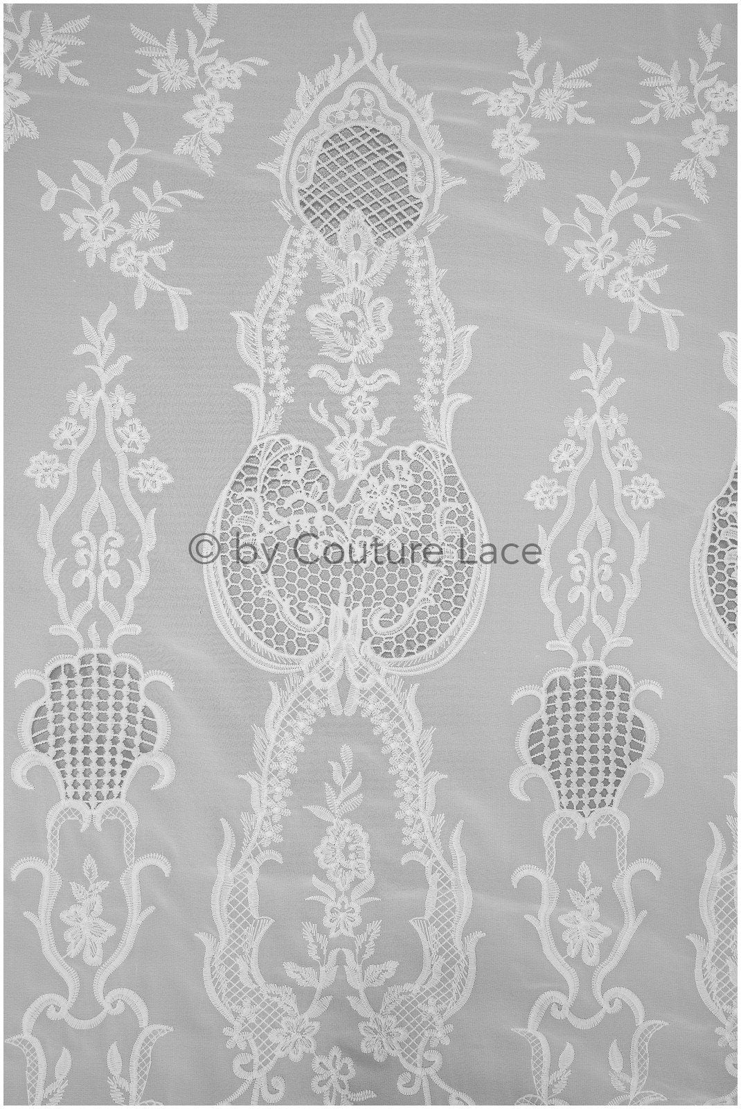 Crochet lace fabric, boho lace fabric, guipure boho bridal lace, chiffon lace fabric, vintage bridal lace, macrame lace// L20-392