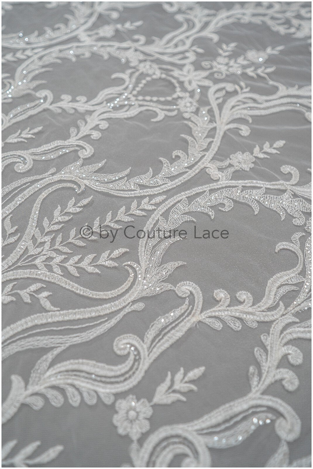 Boho bridal lace fabric with leaf pattern, wedding lace fabric, boho wedding dress, bridal lace fabric, vintage wedding dress lace// L20-378