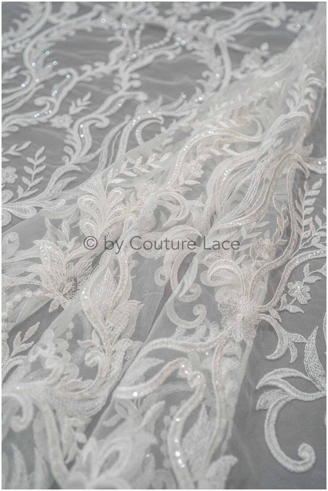 Boho bridal lace fabric with leaf pattern, wedding lace fabric, boho wedding dress, bridal lace fabric, vintage wedding dress lace// L20-378